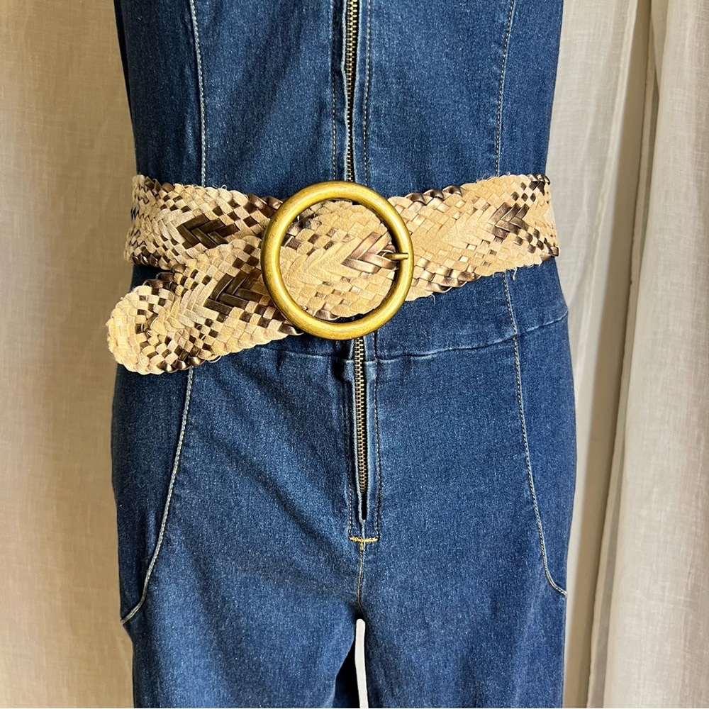 Brown and Tan Threaded Belt.